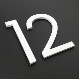 Moderne Weiße Hausnummer 12 cm hoch